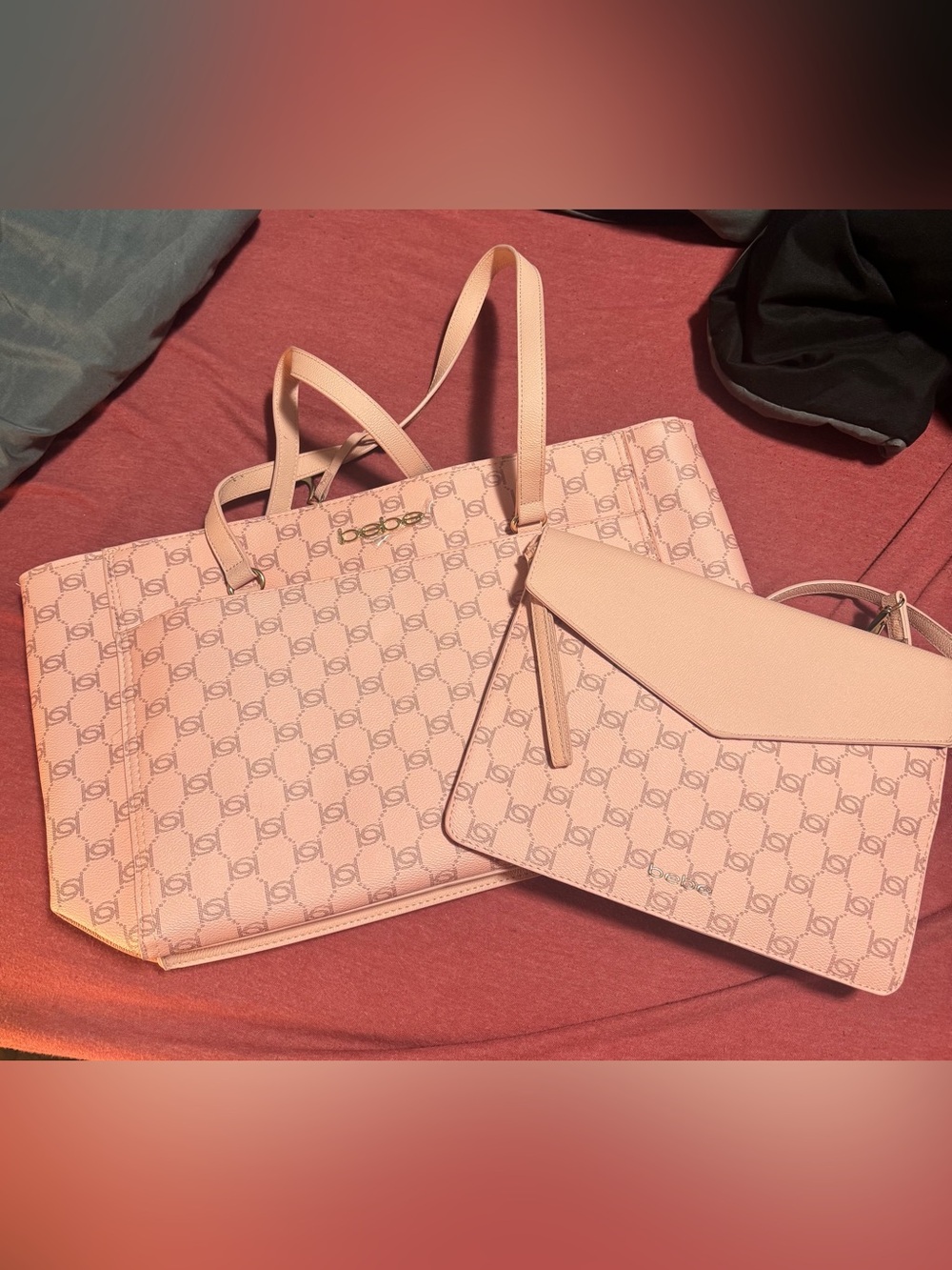 Bebe Pink Tote Bag with Matching Crossbody